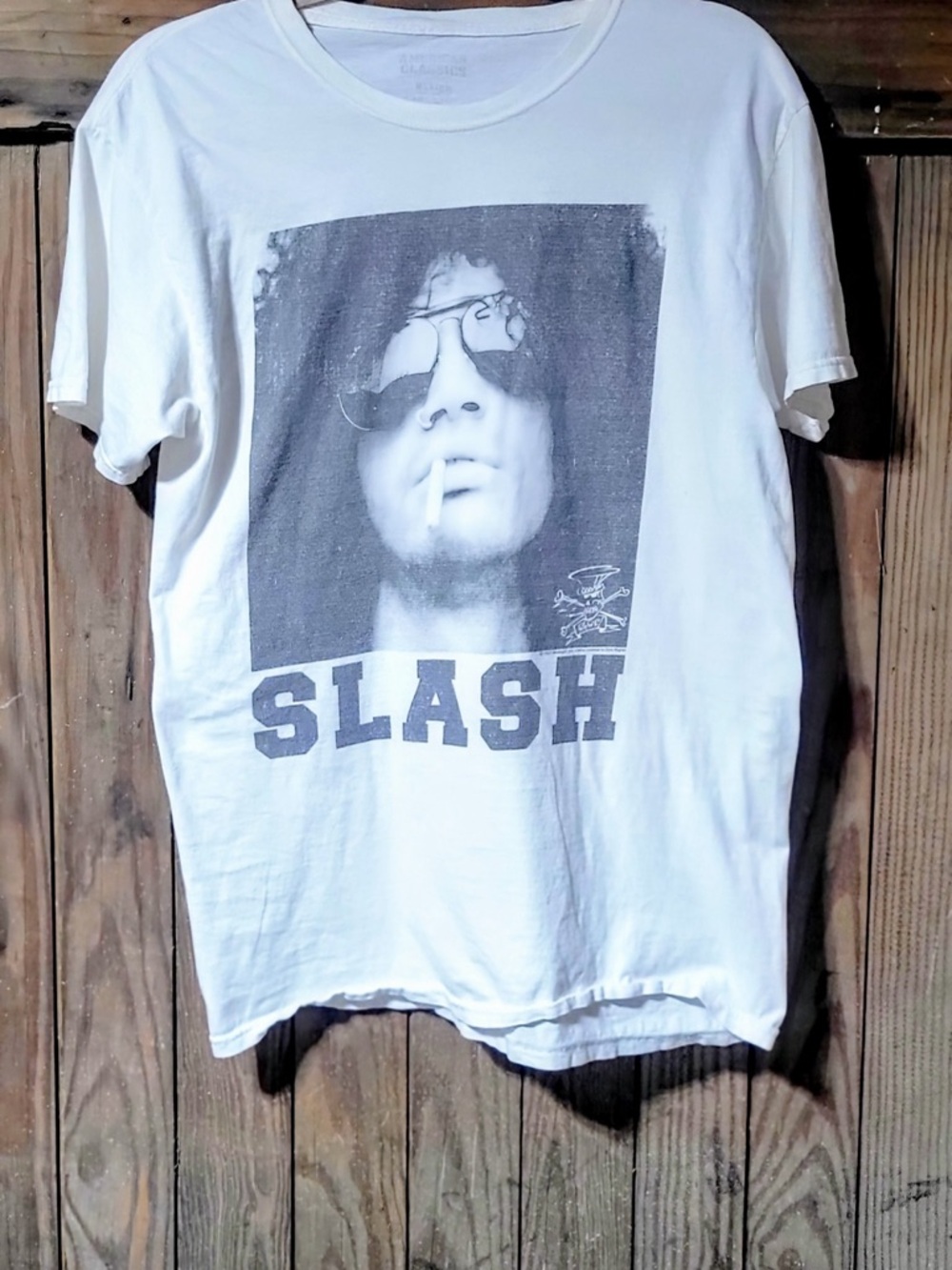 Gildan White Slash Graphic Tee with Black Print